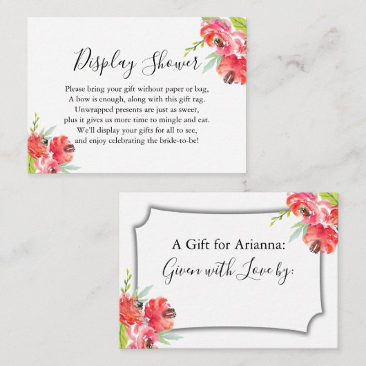 Roze en rood gekleurd Vrijgezellenfeest voor Flore Informatiekaartje (Voorkant / Achterkant)