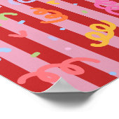 Roze en rood gestreept, met confetti-design poster (Hoek)
