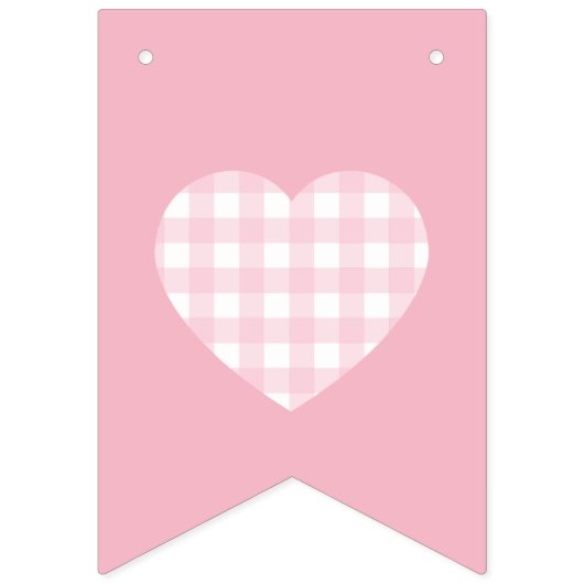 Roze en Rood Gingham Hart Vlaggetjes (Tweede vlag)