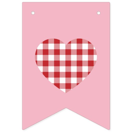 Roze en Rood Gingham Hart Vlaggetjes (Eerste vlag)