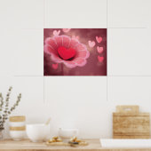 Roze en rood handgemaakt papier Heart Flower Poster (Keuken)