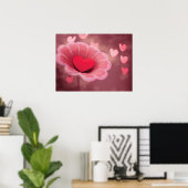 Roze en rood handgemaakt papier Heart Flower Poster (Thuiskantoor)
