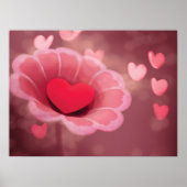 Roze en rood handgemaakt papier Heart Flower Poster (Voorkant)