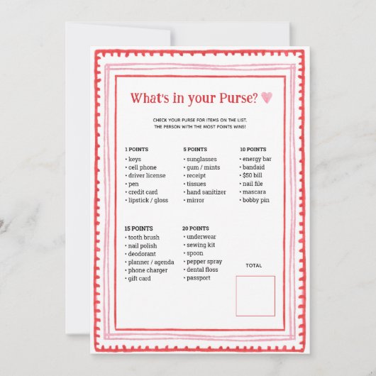 Roze en Rood Hart Baby Shower Handtas Spelkaarten Kaart (Voorkant)