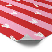 Roze en rood, hart gestreept poster (Hoek)