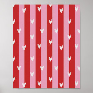 Roze en rood, hart gestreept poster
