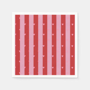 Roze en rood, hart gestreept servet