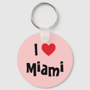 Roze en rood hart Ik hou van Miami Sleutelhanger