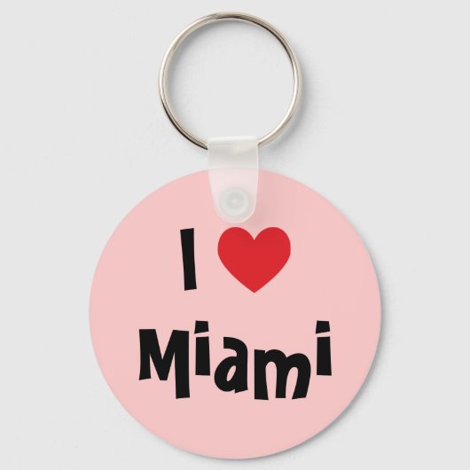 Roze en rood hart Ik hou van Miami Sleutelhanger (Voorkant)