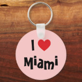 Roze en rood hart Ik hou van Miami Sleutelhanger (Voorkant)