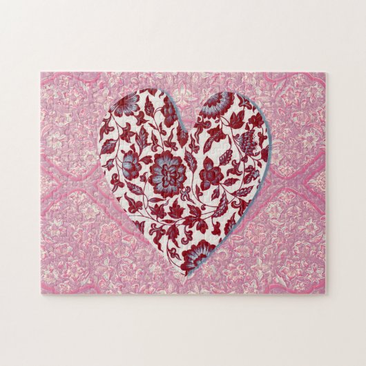 Roze en Rood Hart Liefde of Valentijn Puzzel (Horizontaal)