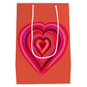 Roze en rood hart medium cadeauzakje