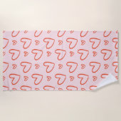 Roze en rood hartpatroon strandlaken (Voorkant)