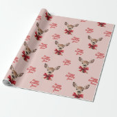 Roze en rood herten inpakpapier | Woodland Birthda (Uitgerold)