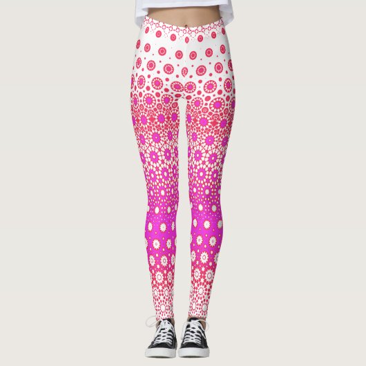 Roze en Rood Mozaïek Leggings (Voorkant)