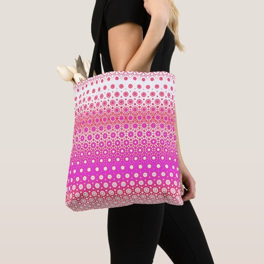 Roze en Rood Mozaïek Tote Bag (Dichtbij)