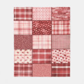 Roze en rood patchwork-ontwerp fleece deken (Voorkant)