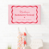Roze en Rood Retro Bruidsfeestje  Spandoek (Insitu)