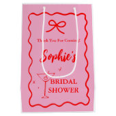 Roze en Rood Retro Gegolfd Martini Glas Medium Cadeauzakje (Achterkant)