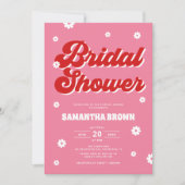 Roze en Rood Retro Groovy Vrijgezellenfeest Kaart (Voorkant)