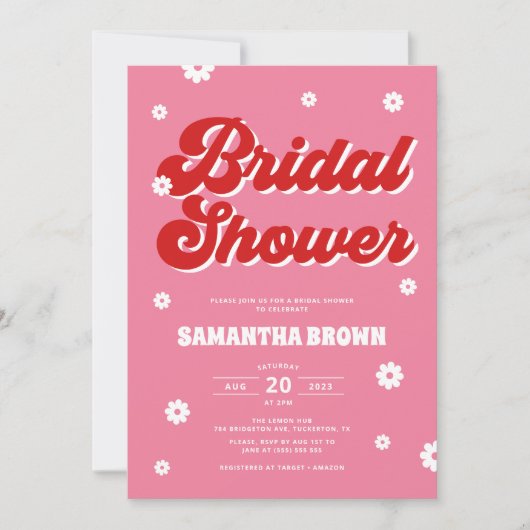 Roze en Rood Retro Groovy Vrijgezellenfeest Kaart (Voorkant)