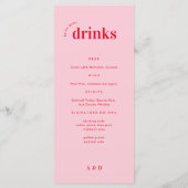 Roze en Rood Retro Jaren 70 Huwelijksmenu & Barmen Menu (Achterkant)