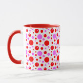 Roze en Rood Retro Stippenpatroon Mok (Links)