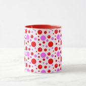 Roze en Rood Retro Stippenpatroon Mok (Midden)