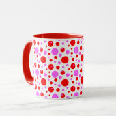 Roze en Rood Retro Stippenpatroon Mok (Voorkant links)
