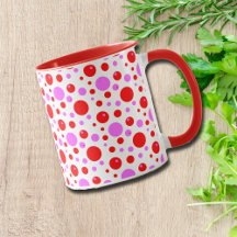 Roze en Rood Retro Stippenpatroon