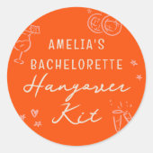 Roze en Rood Schets Bachelorette Hangover Kit Ronde Sticker (Voorkant)
