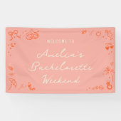 Roze en Rood Schets Meidenavond Welkom Spandoek (Horizontaal)