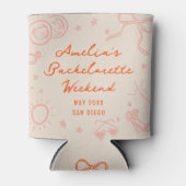 Roze en Rood Schets Meisjesweekend Feest Blikjeskoeler (Voorkant)