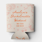 Roze en Rood Schets Meisjesweekend Feest Blikjeskoeler (Achterkant)