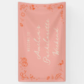 Roze en Rood Schets Meisjesweekend Welkom Spandoek (Verticaal)