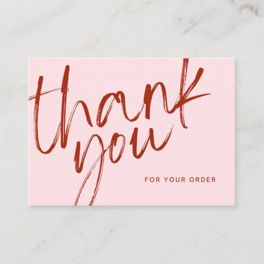 Roze en rood script Bedankt voor uw bestelling Visitekaartje (Voorkant)