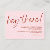 Roze en rood script Bedankt voor uw bestelling Visitekaartje (Achterkant)