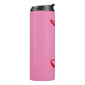 Roze en rood vet gepersonaliseerd thermosbeker (Gedraaid links)