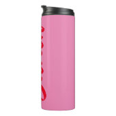 Roze en rood vet gepersonaliseerd thermosbeker (Geroteerd rechts)