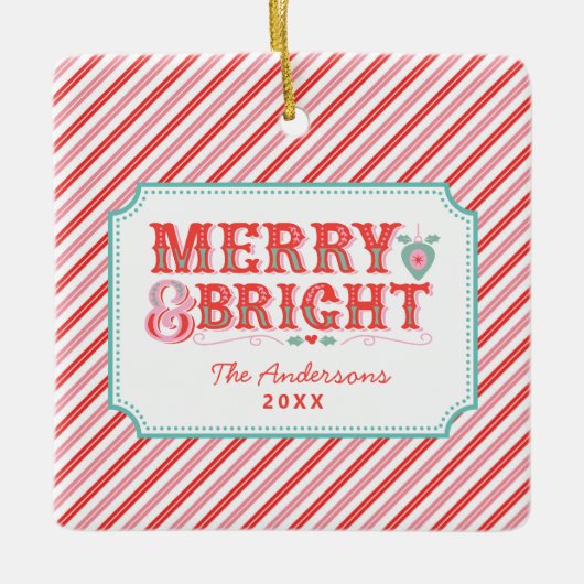 Roze en rood | Vrolijk en helder Keramisch Ornament (Voorkant)