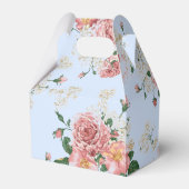 Roze en room op blauwe Floral Bedankdoosjes (Achterkant)
