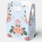 Roze en room op blauwe Floral Bedankdoosjes (Geopend)