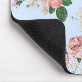 Roze en room op blauwe  Floral Muismat (Hoek)