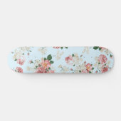 Roze en room op blauwe  Floral Persoonlijk Skateboard (Horizontaal)