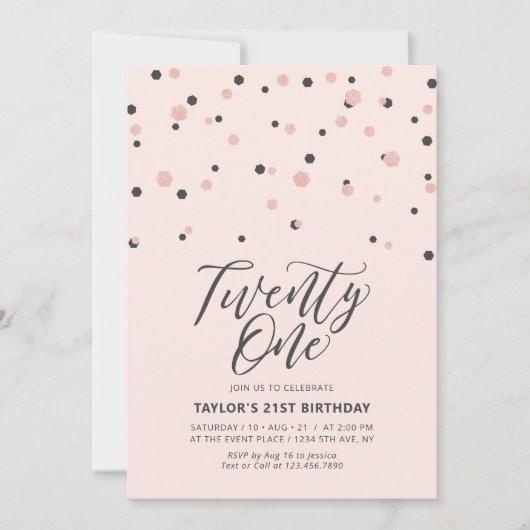 Roze en Roos Gold 21e verjaardag Kaart (Voorkant)