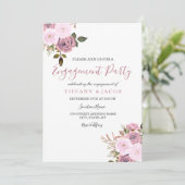 Roze en Roos Gold Engagement Party nodigt uit Kaart (Staand voorkant)