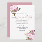 Roze en Roos Gold Engagement Party nodigt uit Kaart (Voorkant / Achterkant)