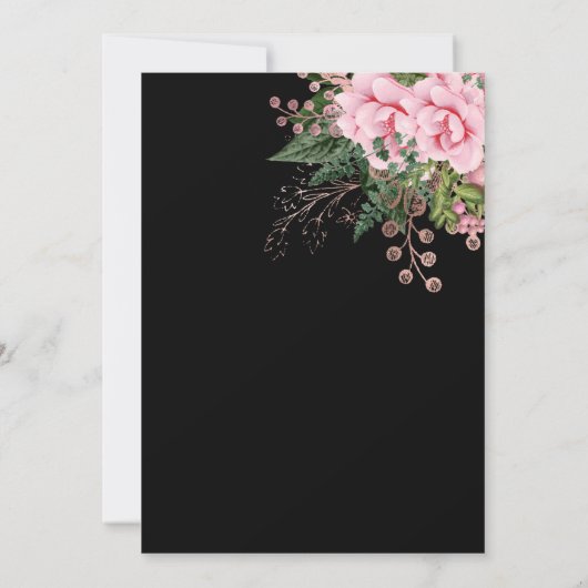 Roze en Roos Gold Floral 40e verjaardag zwart Kaart (Achterkant)