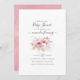 Roze en Roos Gold Floral Baby shower Kaart