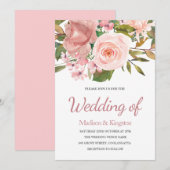 Roze en Roos Gold Floral Elegant Wedding Invite Kaart (Voorkant / Achterkant)
